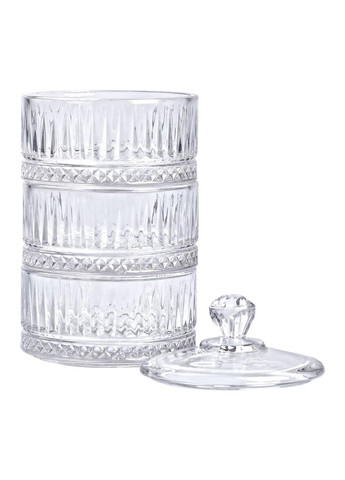 Цукерниця триярусна скляна з кришкою Ø 10 см HP-YH-16 Yiwu (353501961)