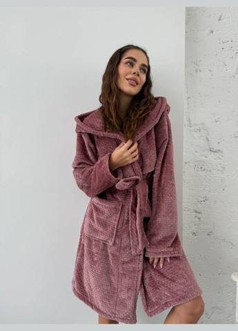 Женский махровый халат пудрового цвета 30301 No Brand (323642076)