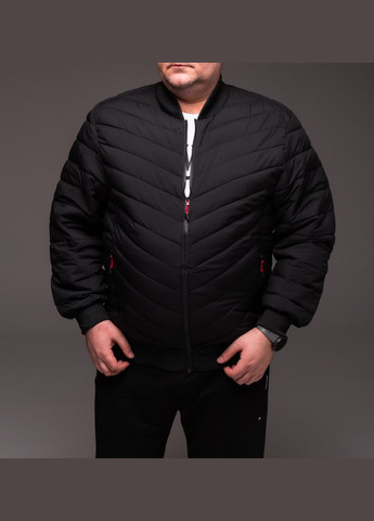 Чорна демісезонна чоловіча утеплена куртка-бомбер Vakko