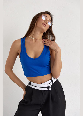 Женский кроп-топ в рубчик – лимонный цвет, L (sku_249) No Brand — 315480083