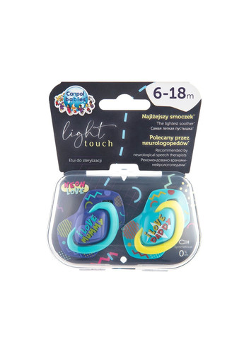 Силиконовая симметричная пустышка Neon love, 6-18 мес., 2 шт., голубой () Canpol Babies 22/653_blu (328395350)