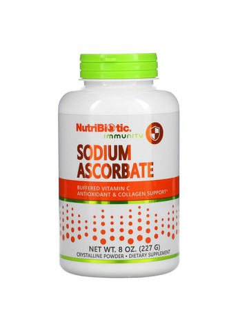 Аскорбат натрия Sodium Ascorbate Буферизованный содой витамин C кристаллический порошок 227 г NutriBiotic (264566043)
