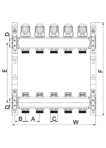 Колекторний блок з термостат. клапанами 1"x2 (EP4989) EUROPRODUCT EP.S1100-02 (388587690)