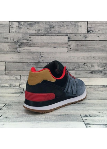 Серые демисезонные кроссовки мужские new balance 574 grey black red нью беланс 574 No Brand