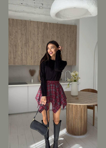 Спідниця жіноча - шотландка з імітацією завʼязаної сорочки, міні JUGO Atelier № 054 (315885771)