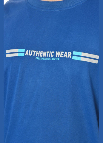 Темно-синя футболка чоловіча батальна темно-синього кольору Let's Shop