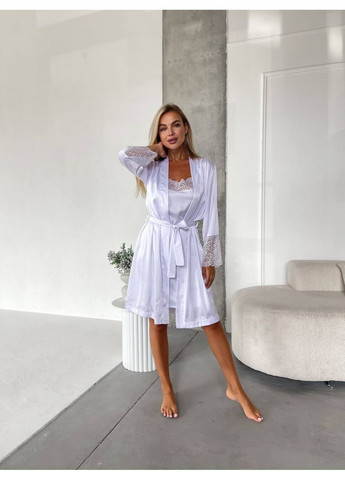 Білий комплект сорочка+халат шовк армані Україна