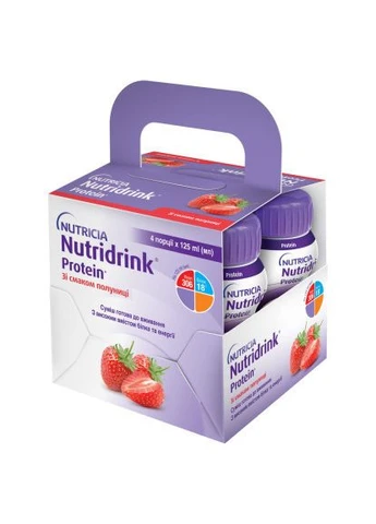 Дитяча суміш Nutridrink Protein Strawberry 4 шт х 125 мл (8716900565380) Nutricia Nutridrink Protein Strawberry 4 шт х 125 мл (402655576)