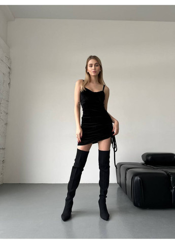 Чорна святковий, вечірня, кежуал жіноча сукня велюрова Style Point однотонна