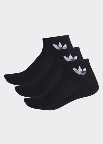 Чорні три пари шкарпеток mid-cut crew adidas логотипи (369370109)