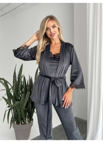 Графитовая женский домашний велюровый костюм Osoblyva