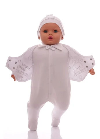 Человечек с шапкой для мальчика интерлок Зайка белый 62 см (34815) Murat baby (296193445)