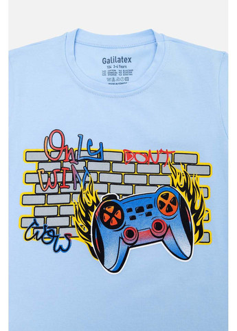 Голубая летняя футболка Galilatex