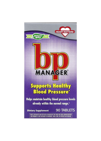 Нормалізація кров'яного тиску, BP Manager,, 90 таблеток Nature's Way (315145950)