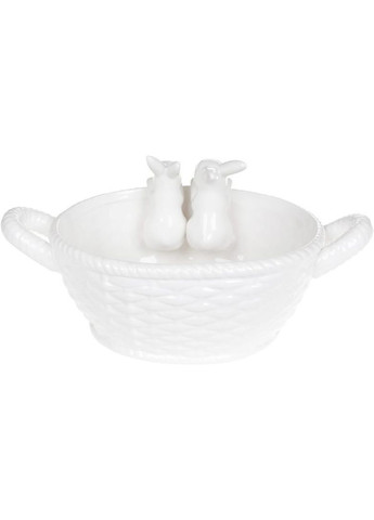 Конфета декоративная "Корзина с кроликами" (фруктовница) 29х18.5х13.5см, белая Bona (339780014)