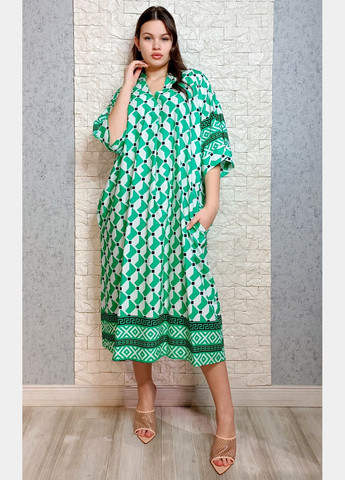 Зелена кежуал сукня оверсайз New Collection з абстрактним візерунком
