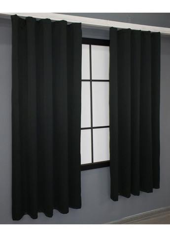 Комплект штор коротких Блекаут Midnight № 1165ш 140х170 см 2 шт Чорний (35-0042) VR-Textil (298124353)