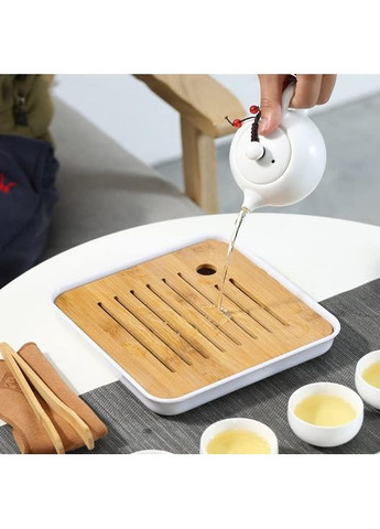 Набір для чайної церемонії Гунфу дорожній Класік 4 персони з чабанью 10 предметів Білий No Brand (370662330)