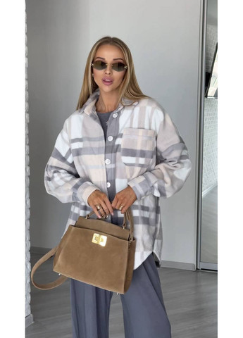 Лавандовая спортивная, повседневный, кэжуал рубашка в клетку FINO Mode с длинным рукавом