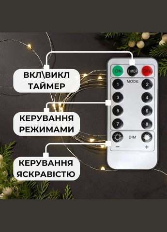 Гирлянда роса на елку 30 метров 300 лед гирлянды капля росы с уличная гирлянда на пульте роса на зеленом проводе тепло белая Niki Light (302243465)