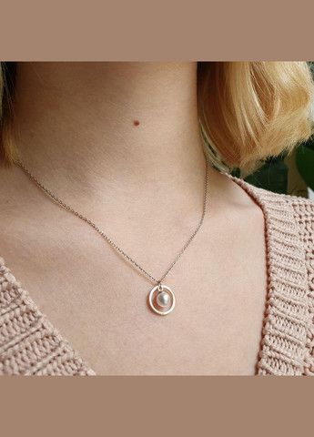 Комплект срібний Перлина кольє та сережки пусети Каштан (342334808)