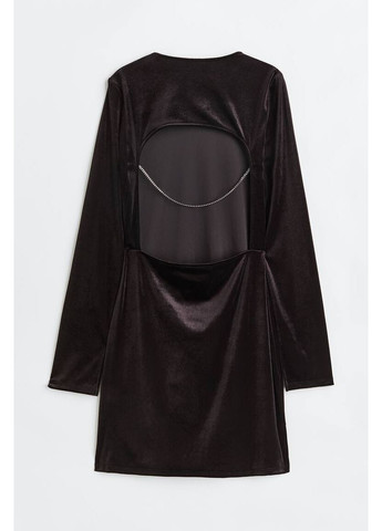 Черное платье велюровое H&M однотонное