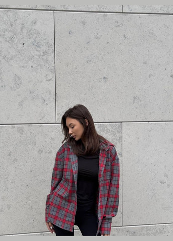 Красная кэжуал рубашка в клетку No Brand