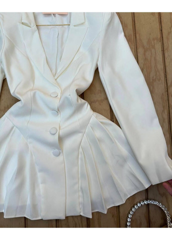 Молочна повсякденний, ділова, вечірня, кежуал жіноча сукня піджак сукня-жакет FINO Mode однотонна