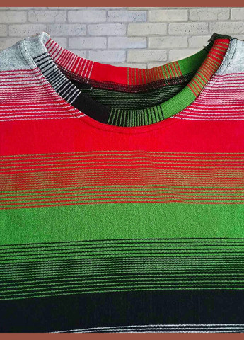 Сіро-зелена повсякденний сукня жіноча супер батал великого розміру з довгим рукавом, зимовий теплий акрил з поясом, в широку смужку No Brand в смужку