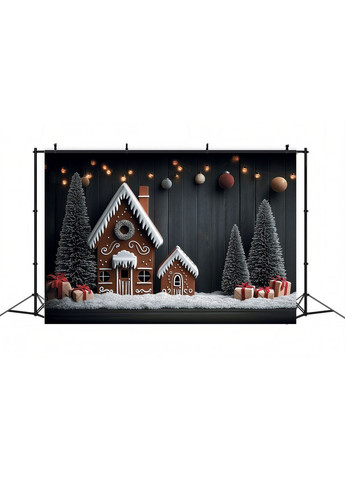 Банер Будиночки з гірляндами і снігом – №46601 Vinylpex (369930236)