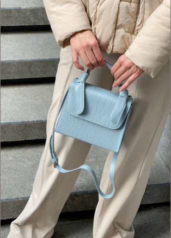 Жіноча сумка крос-боді рептилія A1325 блакитна синя No Brand (289199487)