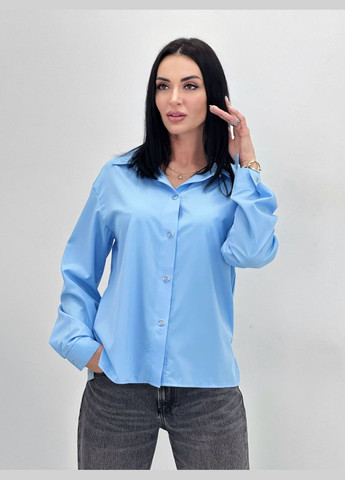Голубая базовая женская рубашка Fashion Girl "Eden"