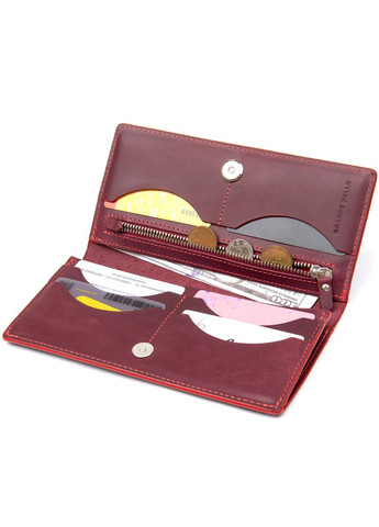 Жіночий гаманець з натуральної шкіри з монетницею 11468 Бордовий Grande Pelle (306882020)
