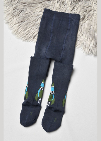 Колготи дитячі махрові для хлопчика темно-синього кольору з малюнком Let's Shop (304971632)