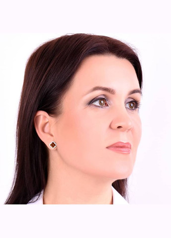 Серебряные серьги Клевер с тигровым глазом (40082.5) IRIJ (331017159)