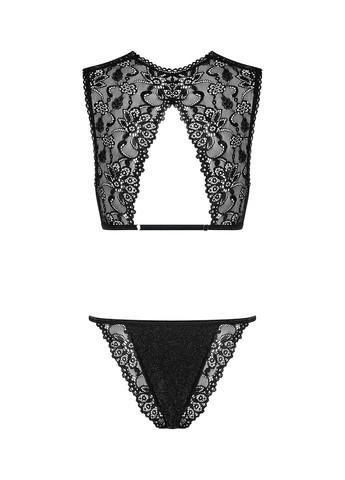 Комплект мереживной білизни Elisetta, чорний, S/M Obsessive (331170142)