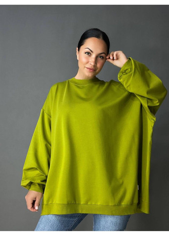 Зеленый свитшот женский my city 3044 широкий оверсайз супер свободного кроя большие размеры (337665700)