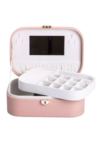Шкатулка для украшений из экокожи 2 яруса органайзер для ювелирных изделий с замком розовая ProDobro (364192561)