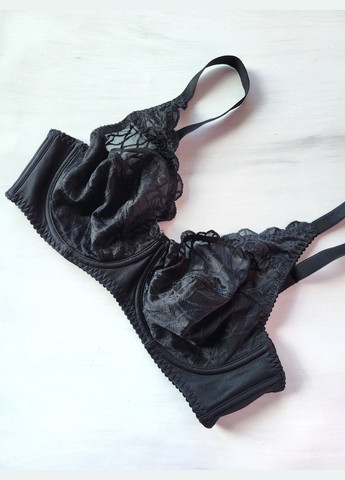 Чорний бюстгальтер жіночий з мереживом без пуш-апу 5227-17 Калина