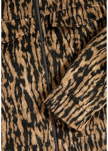 Коричнева демісезонна жіноча флісова куртка тигрового принту м&s (58086) 8 коричнева M&S