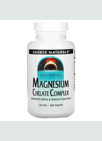 Комплекс хелата магния 100 мг Magnesium Chelate Complex для нервной системы мышц 250 таблеток Source Naturals (265530151)