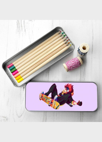 Пенал школьный для мальчика и девочки металлический Скейт Бесконечность #008 7*18 см Silver No Brand (309152227)