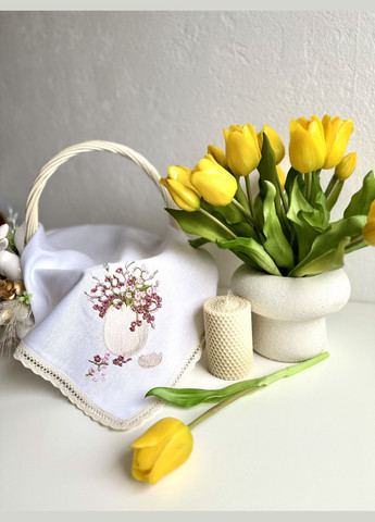 Великодня лляна серветка з вишивкою пасхальний рушник на кошик з квітамиTobiSobi TS00014-1 Figasse (358203362)