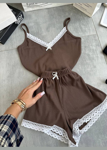 Коричневая всесезон пижама Україна UM Butik