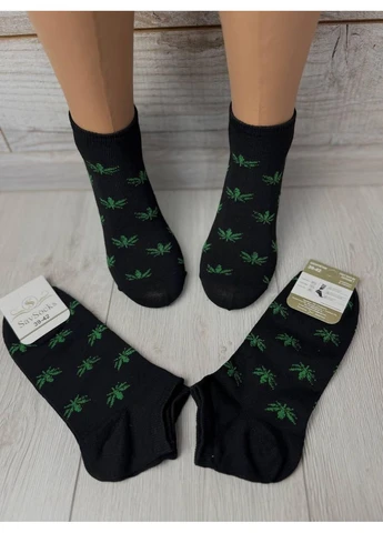 Чорні шкарпетки короткі "конопля" 39-42 чорні 12 пар SavSocks (385323036)