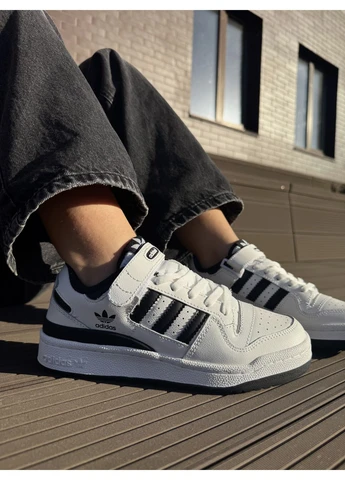 Білі літні кросівки adidas forum white black адідас форум No Brand