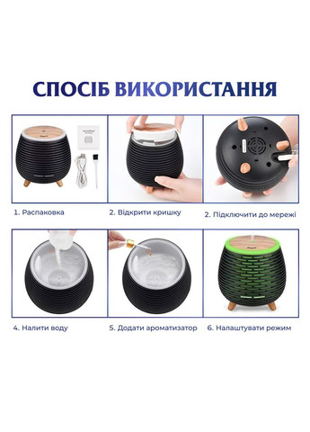 Зволожувач повітря Holdmay Aroma Diffuser 140ml Чорний HPKP6049B Happy Life (305389822)