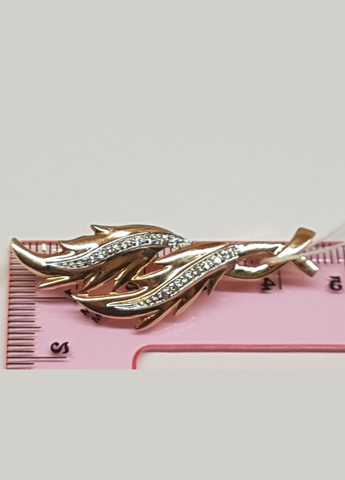 Золота брошка з фіанітами. 270151 Столична Ювелірна Фабрика (329421702)