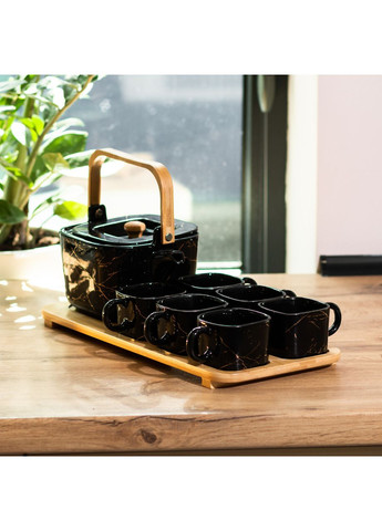 Чайный набор с подставкой, на 6 персон, черный, современный. Jooki (358706697)