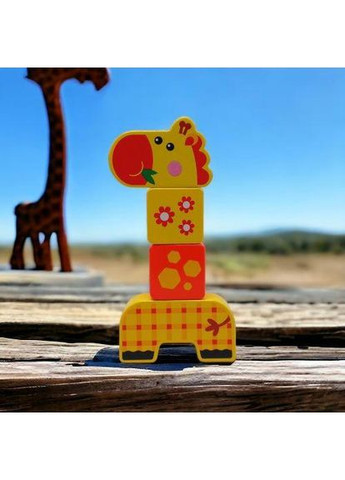 Дерев'яна іграшка-конструктор "Wooden Blocks: Жирафа", 4 елементи (234243) Kids Hits (362209416)